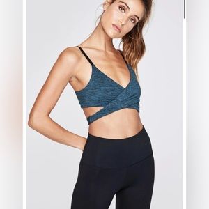 NWT Spiritual Gangster Wrap Bra Sz L Heathered Dark Teal Pilates Yoga Dance